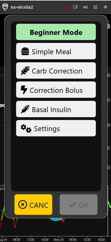 Beginner mode interface
