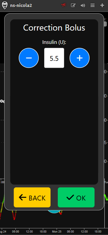 Correction Bolus entry