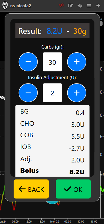 Meal entry with bolus calculation