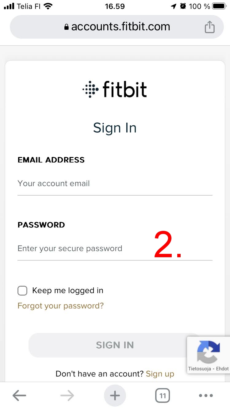 Login page